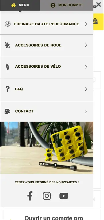 Menu mobile du nouveau site VNoise