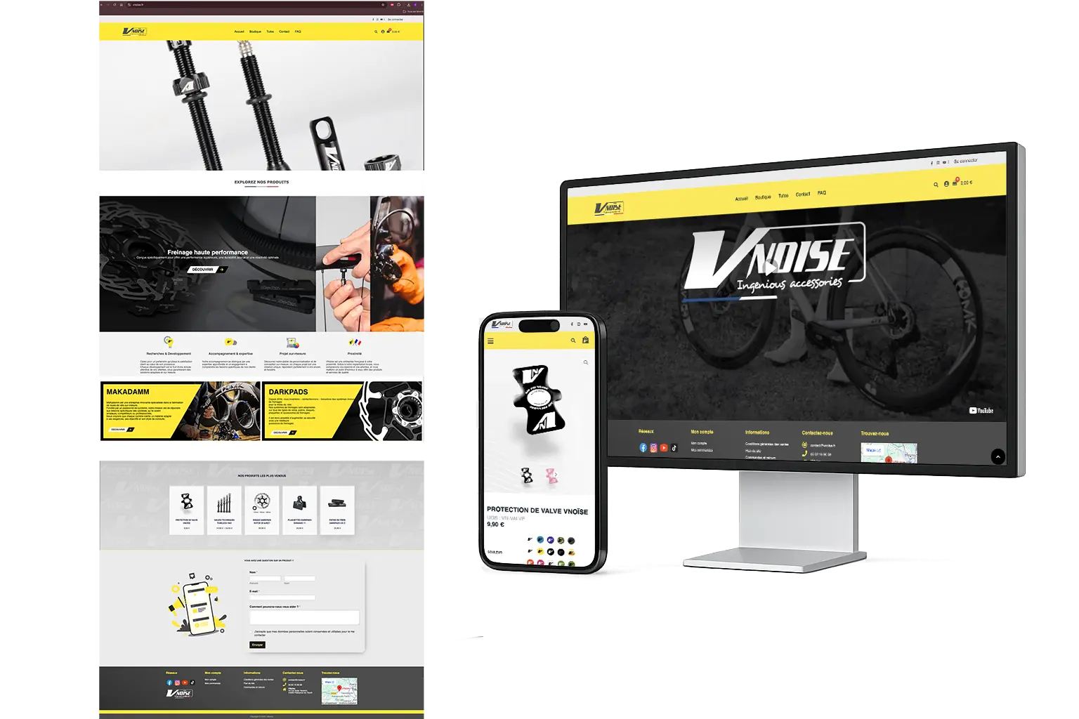 Mockup du site VNoise sur ordinateur et mobile